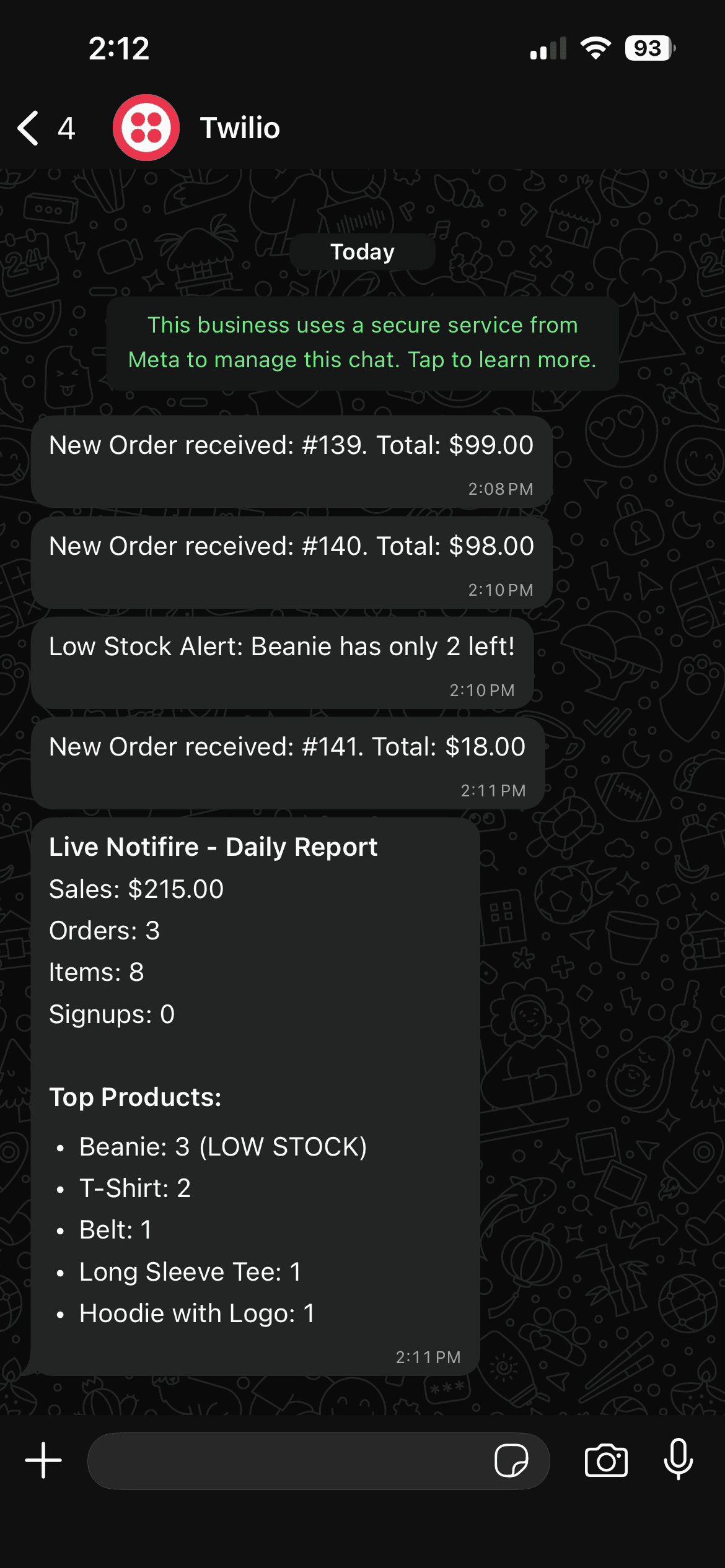 LiveNotifire WhatsApp Notification